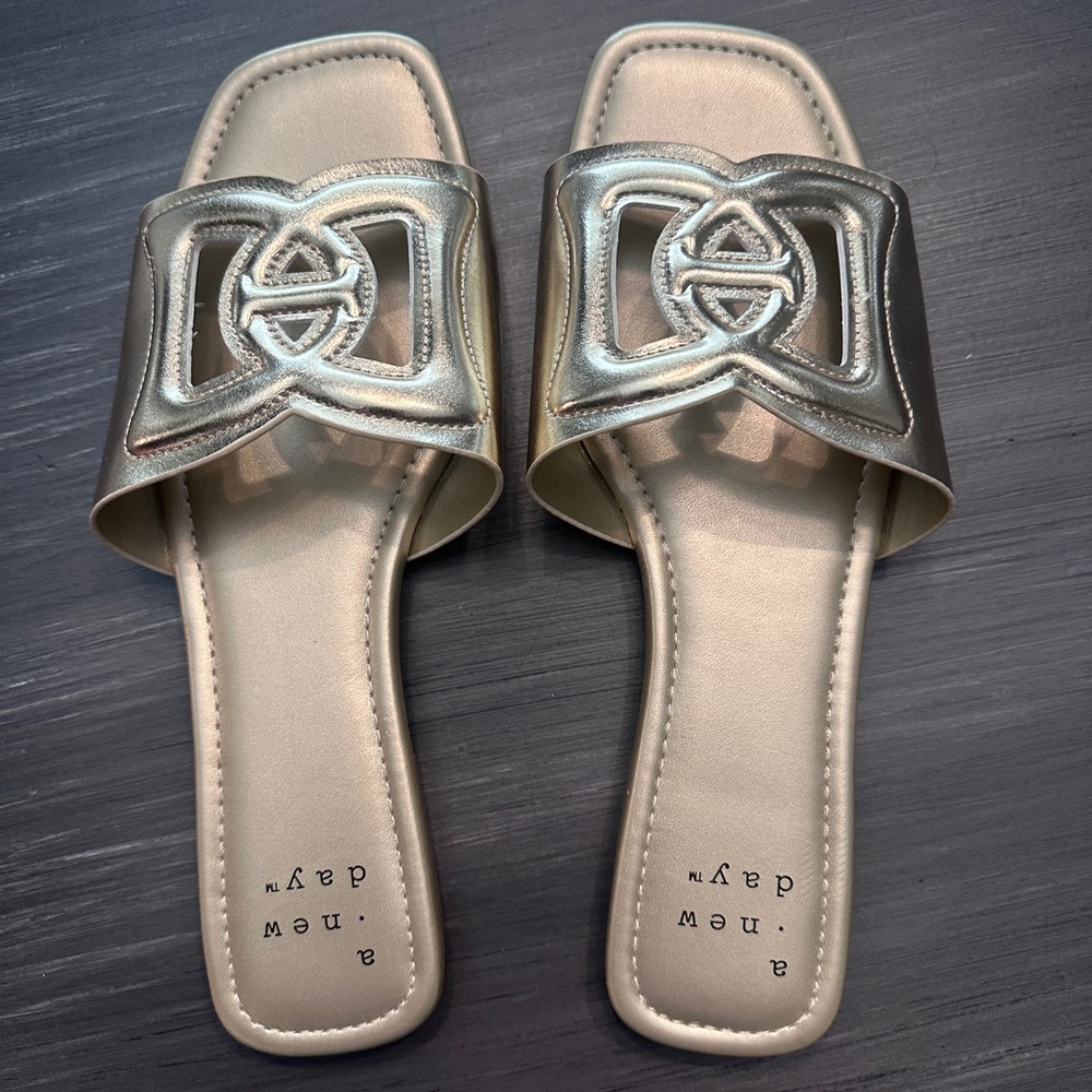 A New Day Metallic Slide Sandals